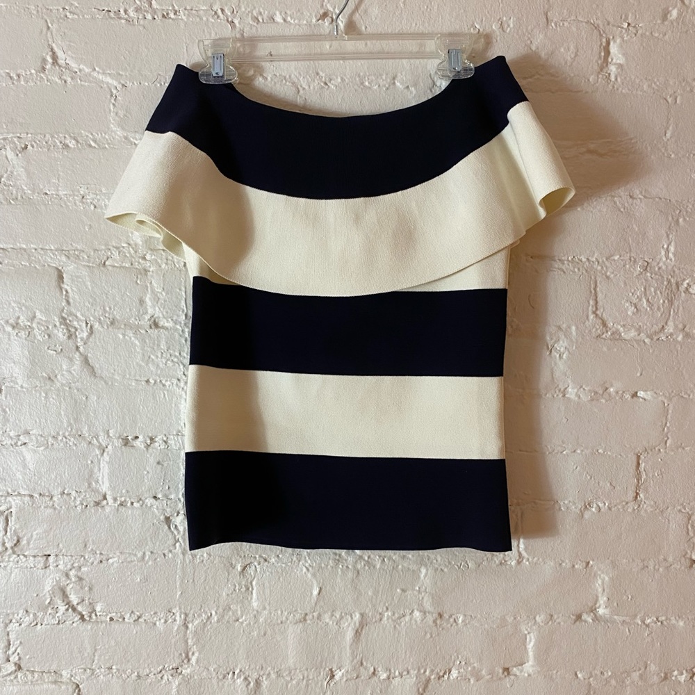 Ann Taylor Thick Stripped Skirt and Blouse Set. PERFECT CONDITION. No spots